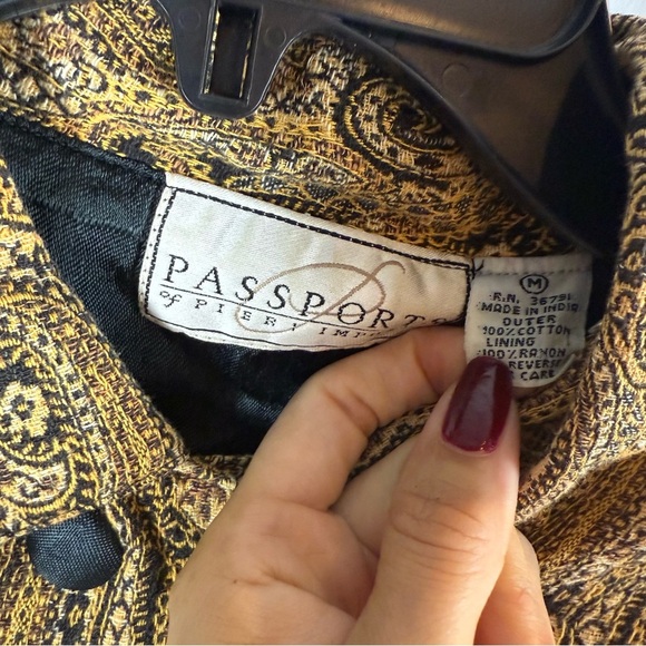 90s Paisley Tapestry Cropped, Blazer, Cotton Dark Academia Cottagecore Jacket M - Picture 7 of 12